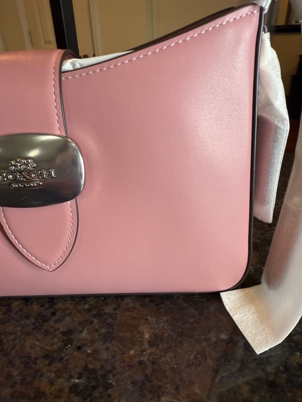 Coach Eliza Rose Pink Leather Shoulder Bag with Silver-Tone Clasp - Picture 3 of 15
